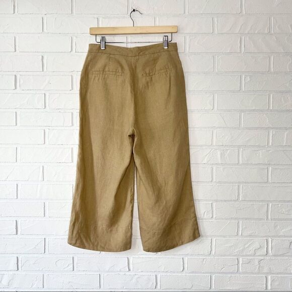 Simons Contemporaine Tan Linen High Waist Wide Leg Cropped Trousers 2. - Picture 4 of 12